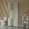 Basicwise Modern White Standing Bathroom Tall Linen Tower Storage Cabinet, Wide QI004475L.WT - alternate 3